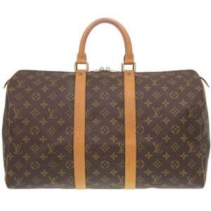 LOUIS VUITTON Authentic Brown Monogram Keepall 45 Boston Bag